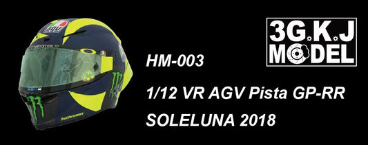 3GKJ MODEL - 1/12 MOTOGP Rossi Helmet Model AGV Pista GP-RR SOLELUNA 2018