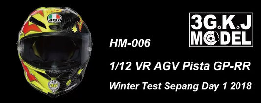 3GKJ MODEL - 1/12 MOTOGP Rossi Helmet Model AGV Pista GP-RR Winter Test 2018