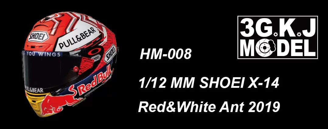 3GKJ MODEL - 1/12 MOTOGP Marquez Helmet Model Red and White Ant SHOEI X-14 Ant 2019
