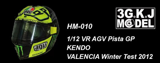 3GKJ MODEL - 1/12 MOTOGP Rossi Helmet Model Touched by AGV Pista GP VALENCIA 2012