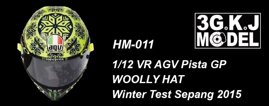3GKJ MODEL - 1/12 MOTOGP Rossi Helmet Model Snow Cap AGV Pista GP WOOLLY HAT 2015