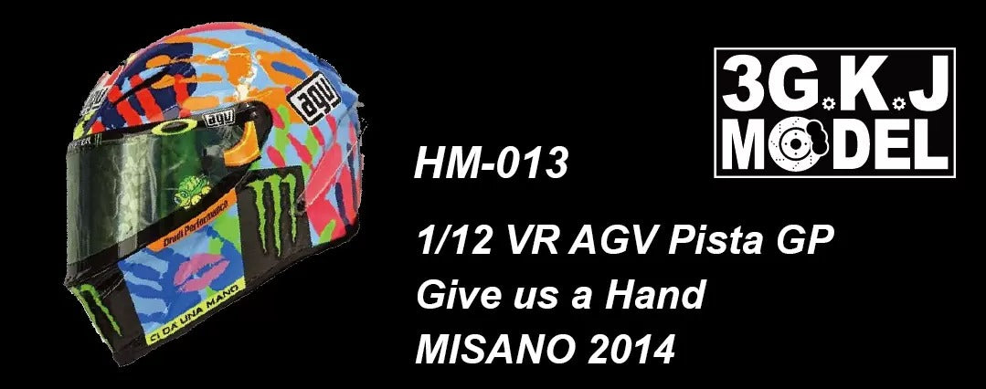 3GKJ MODEL - 1/12 MOTOGP Rossi Helmet Model Palm Print AGV Pista GP MISANO 2014