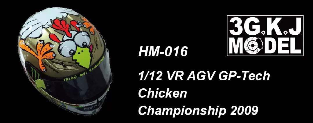 3GKJ MODEL - 1/12 MOTOGP Rossi Helmet Model AGV GP-Tech Chicken Championship 2009