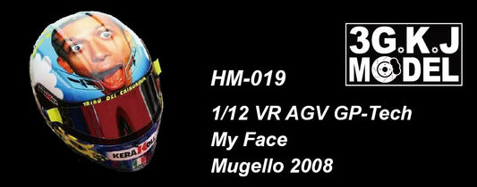 3GKJ MODEL - 1/12 MOTOGP Rossi Helmet Model Face AGV GP-Tech My Face Mugello 2008