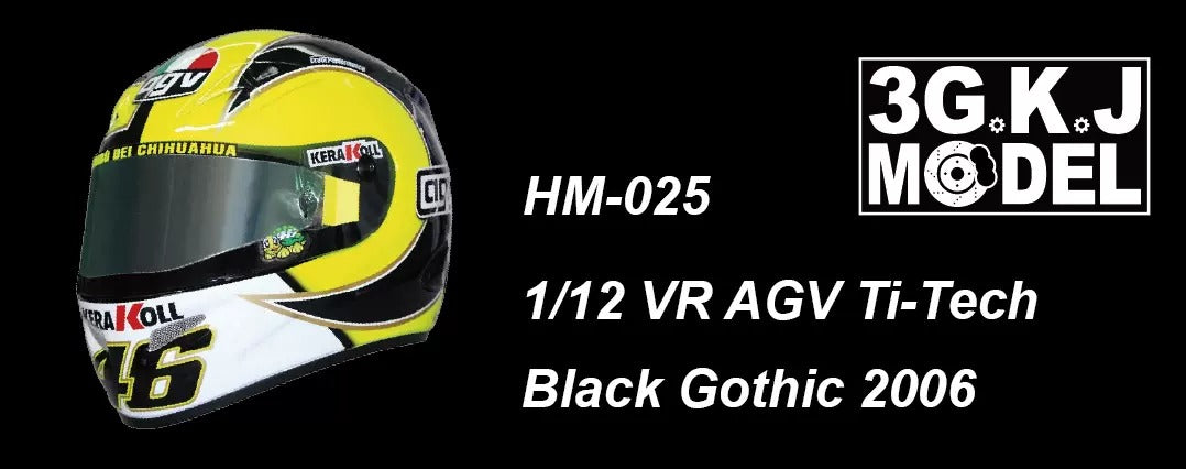 3GKJ MODEL - 1/12 MOTOGP Rossi Helmet Model AGV Ti-Tech Black Gothic 2006