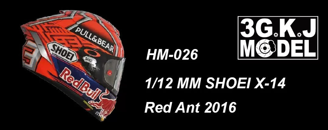 3GKJ MODEL - 1/12 MOTOGP Marquez Helmet Model Red Ant SHOEI X-14 Red Ant 2016