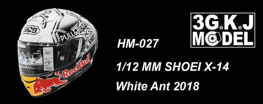 3GKJ MODEL - 1/12 MOTOGP Marquez Helmet Model White Ant SHOEI X-14 White Ant 2018